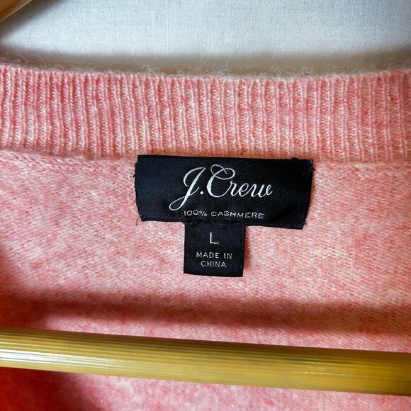 J. Crew Heathered Coral 100% Cashmere Classic-Fit Crewneck Sweater Size M - Picture 4 of 9